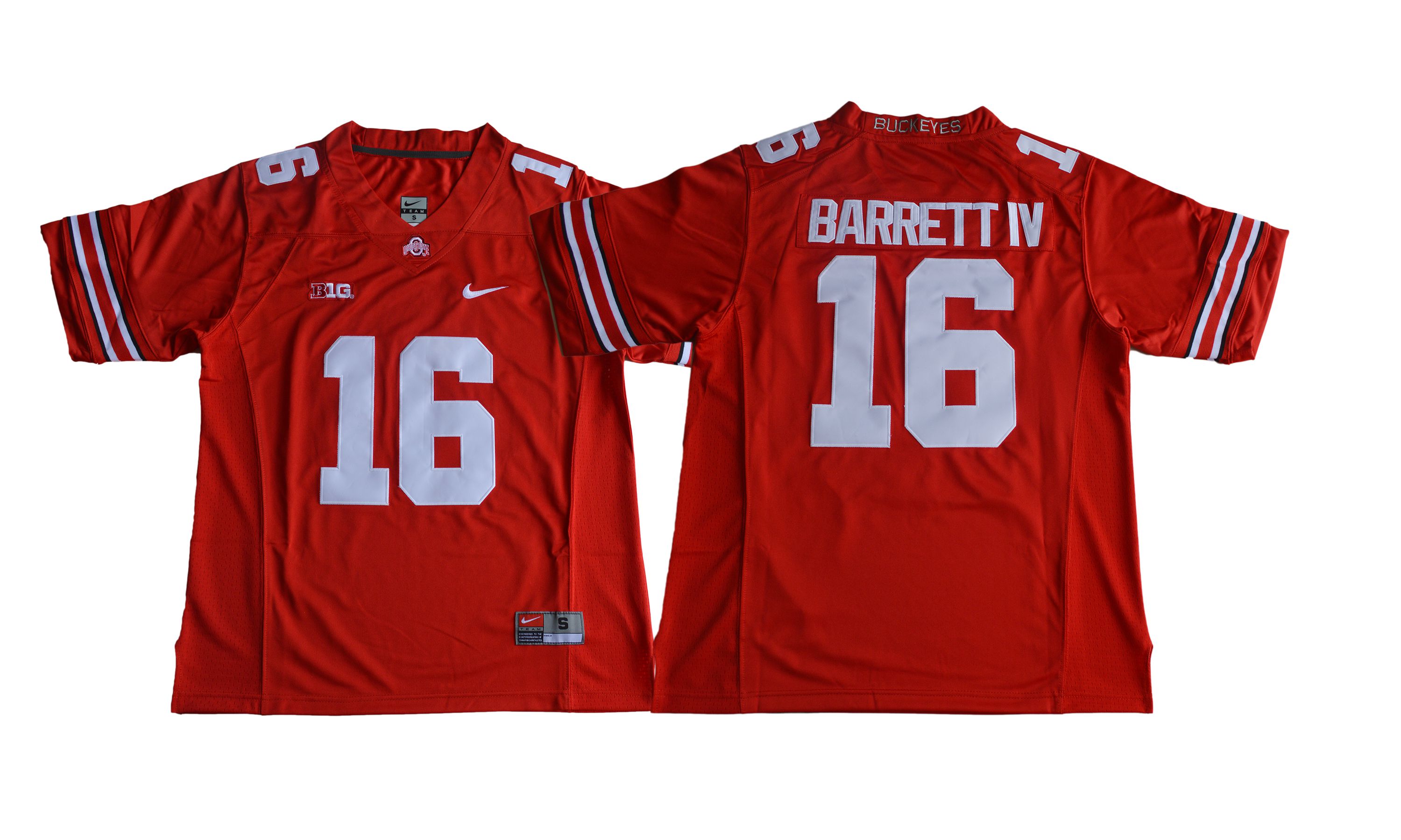 Men NCAA 2017 Ohio State Buckeyes  #16 J.T. Barrett IV red jersey->->NCAA Jersey